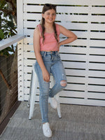 Mimi Rib Tank (Teen) - Salmon *