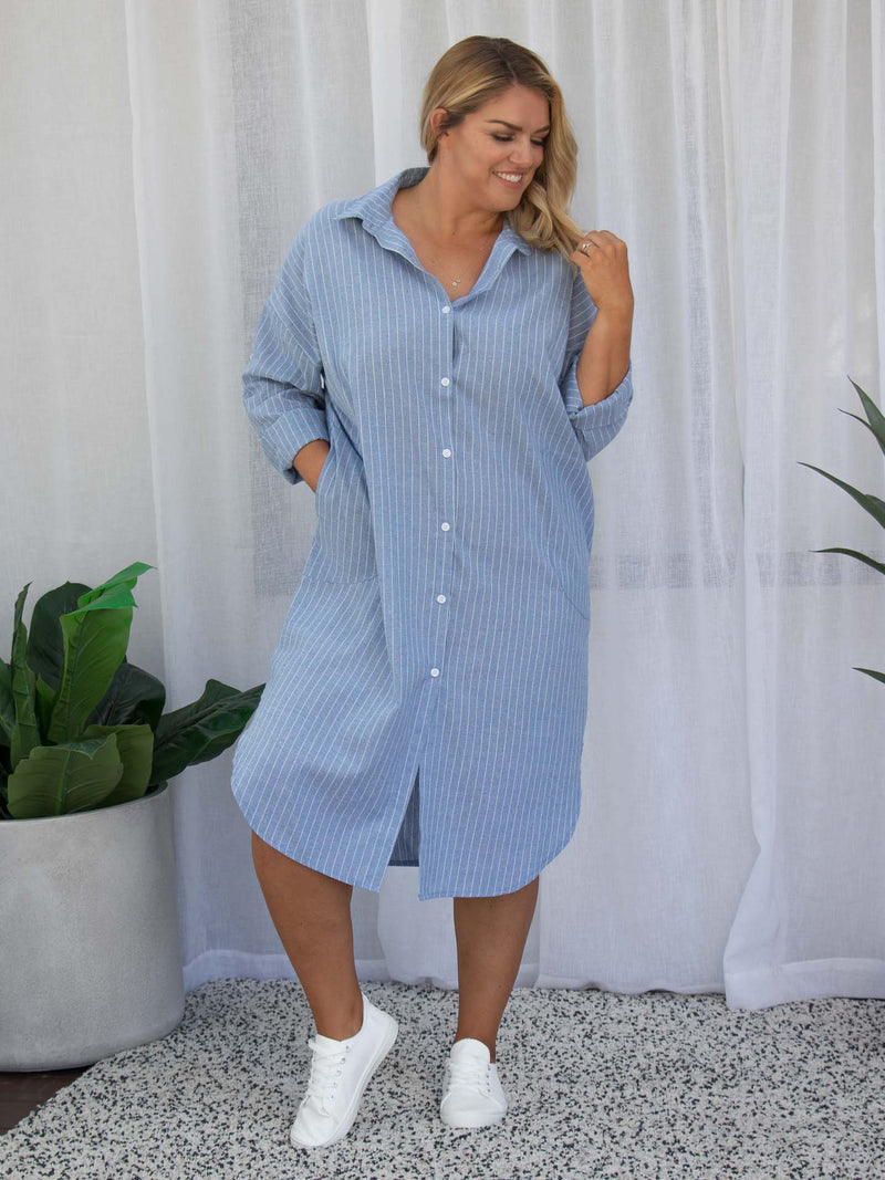 Zoe Shirt Dress - Chambray *