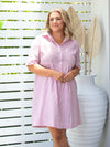 Jenna Shirt Dress - Pink/White *