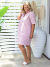 Jenna Shirt Dress - Pink/White *