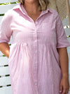 Jenna Shirt Dress - Pink/White *