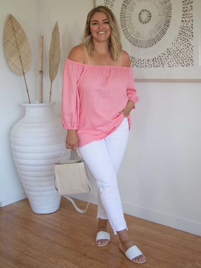 Sara OTS Top - Coral