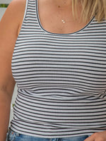 Mimi Rib Tank - White/Black Stripe